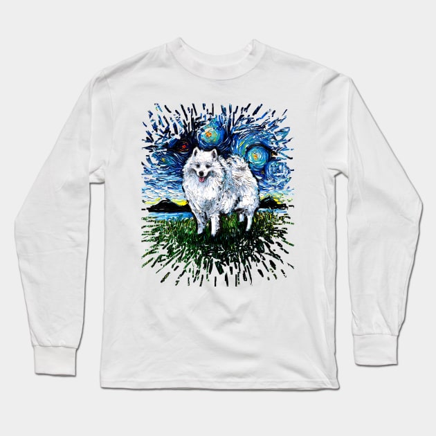 American Eskimo Night Long Sleeve T-Shirt by sagittariusgallery